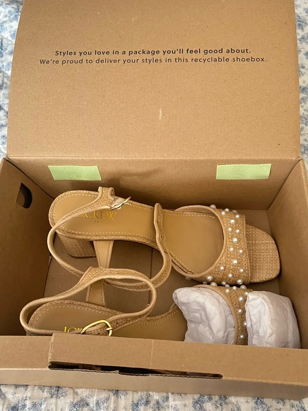 J. Crew Tan Pearled Heeled Sandals 8 new in box